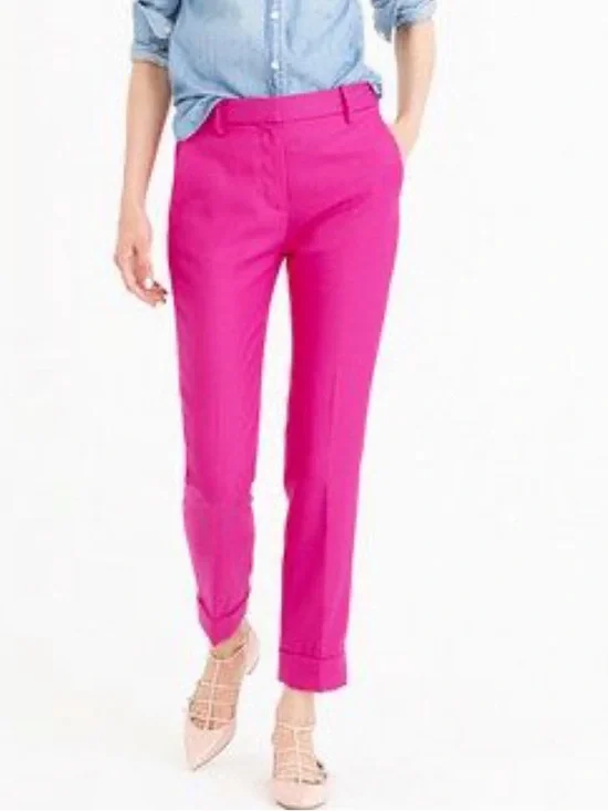 J.Crew NWT Rhodes Italian Wool Pink Trousers- Size 10 - Picture 2 of 14
